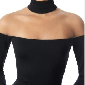 Alice+Olivia Zahra Sheer Turtleneck Mini Dress Black Womens Size 4 $350 sold out